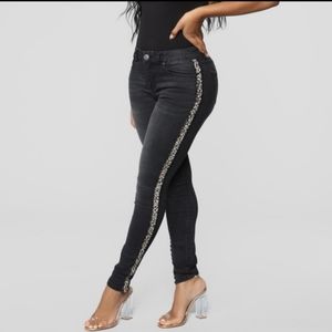 Embroidered Dark Gray Denim Size 4